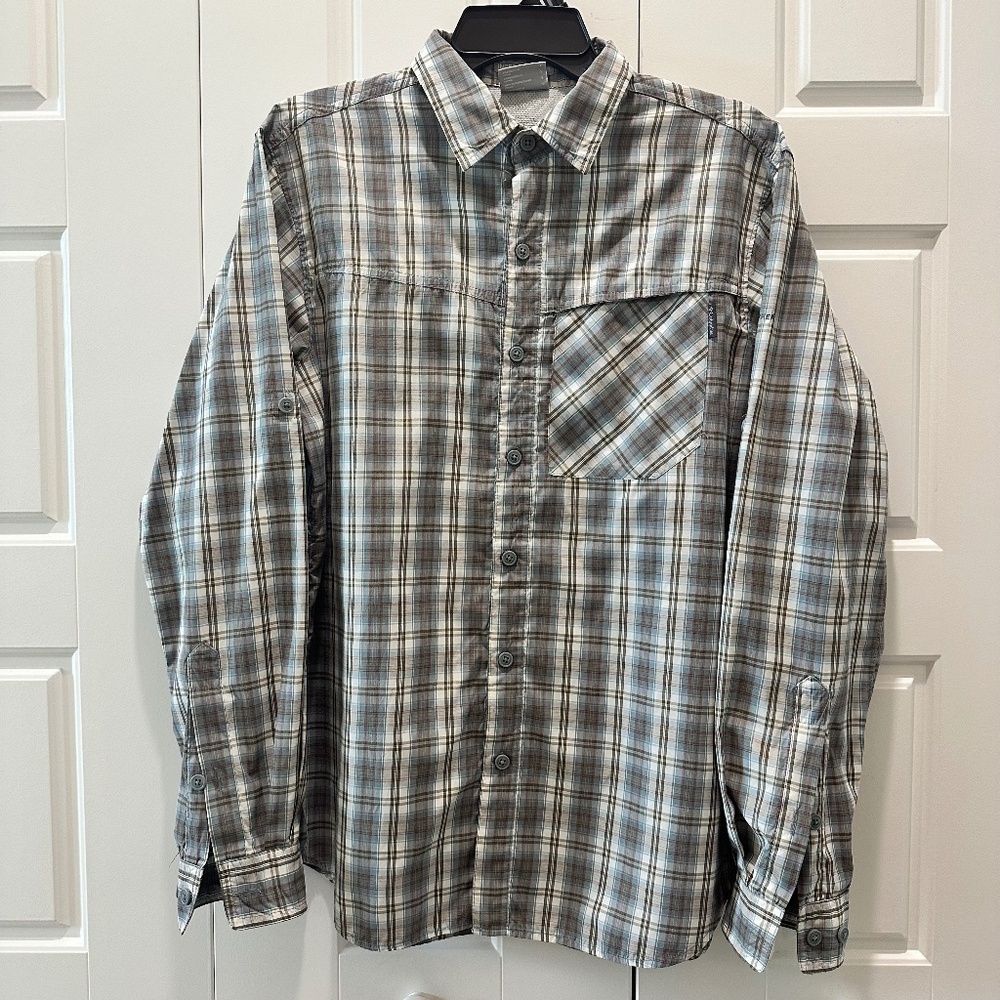 Columbia Insect Blocker Button Down Shirt Mens Small Plaid Multi Vented Outdoor